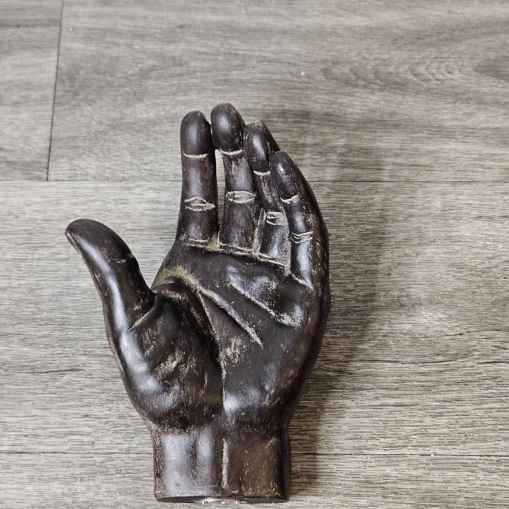 Black distressed Resin open hand Large decorative object decor wall hanging art